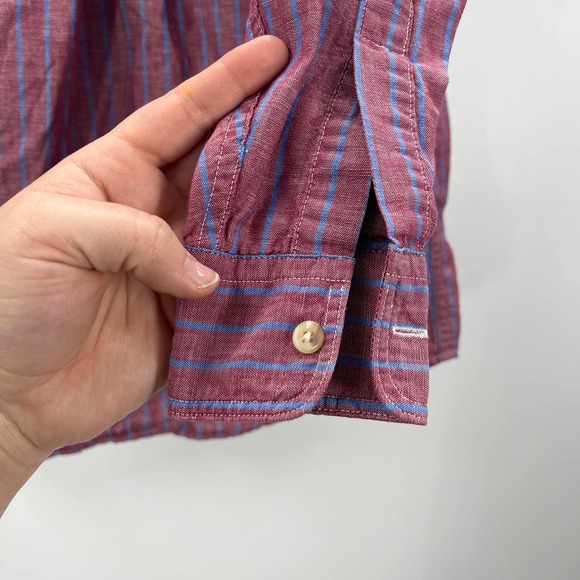 L. L. Bean Long Sleeve Vertical Striped Button Up Blouse Vintage USA Womens 4 - Picture 6 of 9